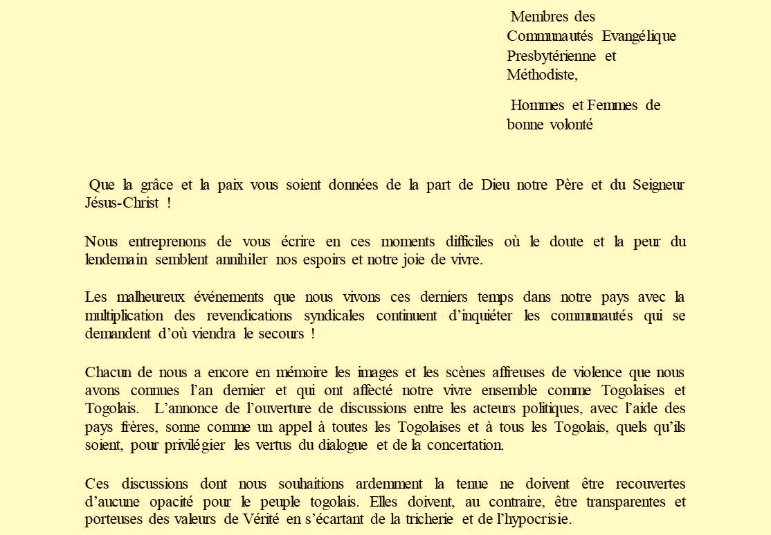 16022018 appel eglises togo1