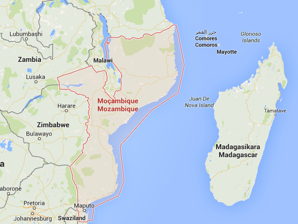 Carte du Mozambique, Source : Google Maps