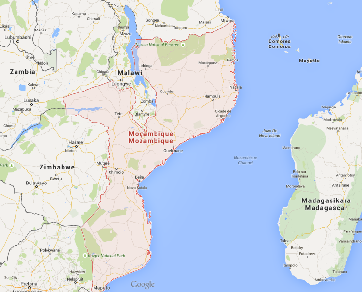 Carte du Mozambique, Source : Google Maps